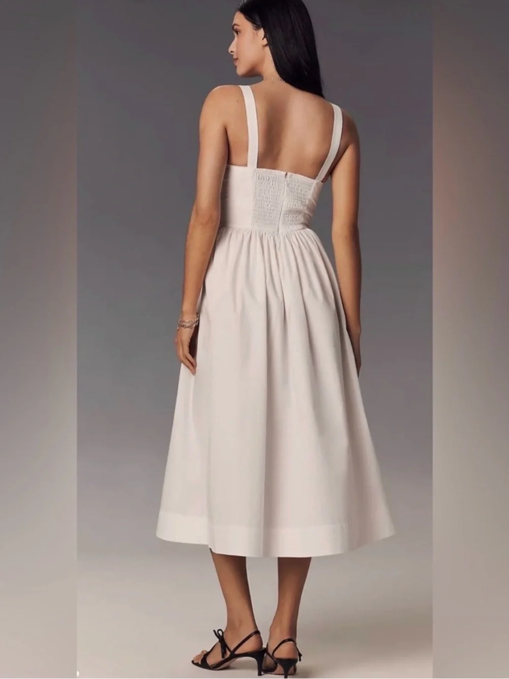 Anthropologie Drop Waist Ruched Midi Dress NWOT - Picture 2 of 6